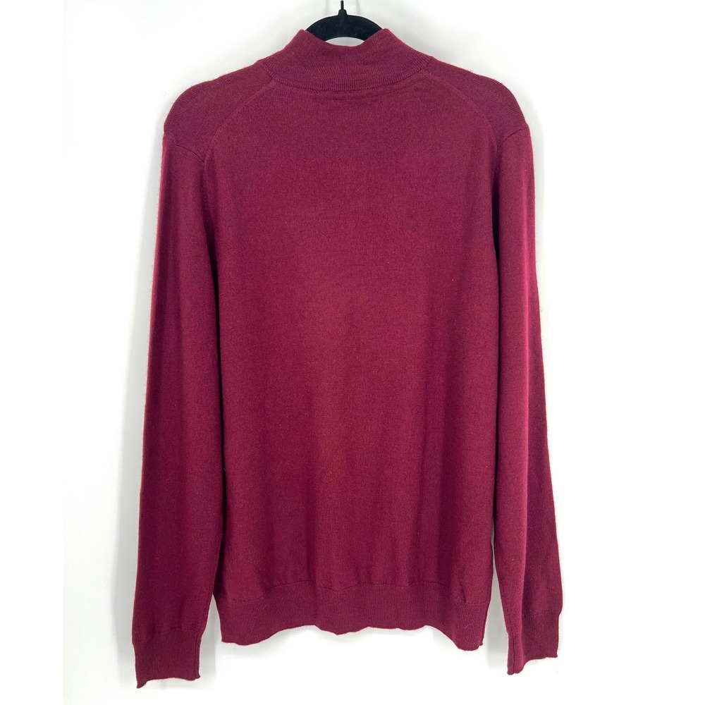 Christian Lacroix Large 100% Extrafine Merino Wool Burgundy Quarter Zip Sweater - Picture 2 of 10